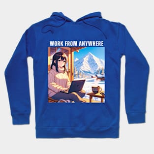 Work From Anywhere - Woman in Mountains and Snow Hoodie